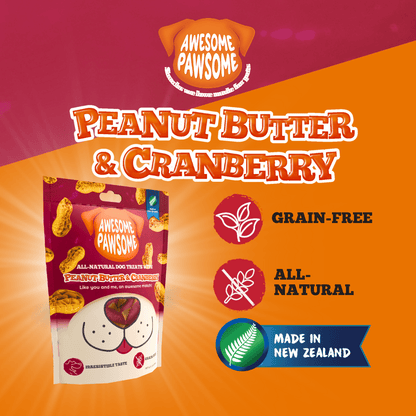 Awesome Pawsome Peanut Butter and Cranberry 85g - Wishbone Pet Foods NZ