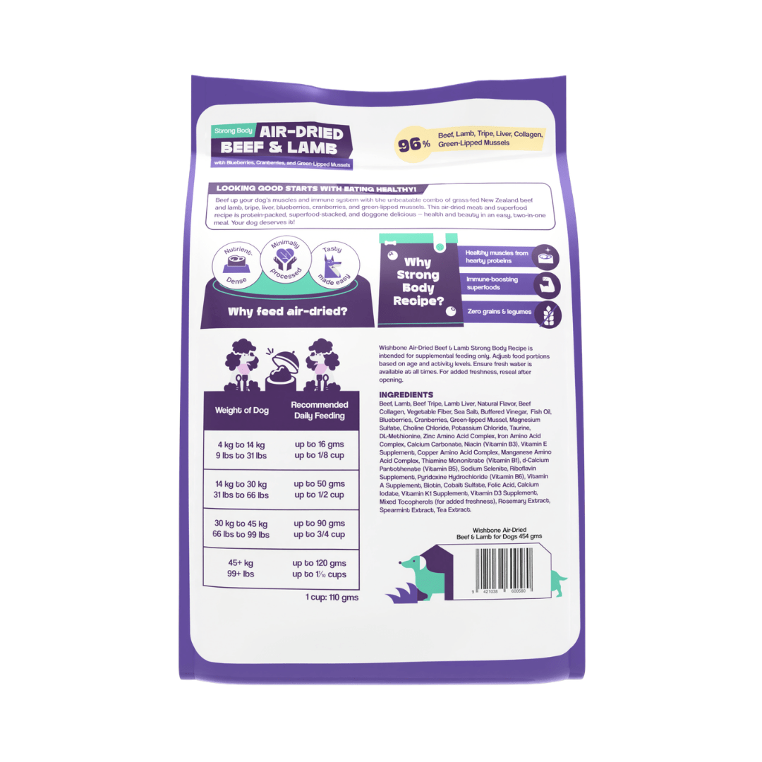 Wishbone Air-Dried Beef & Lamb Dog Food 454g - Wishbone Pet Foods NZ