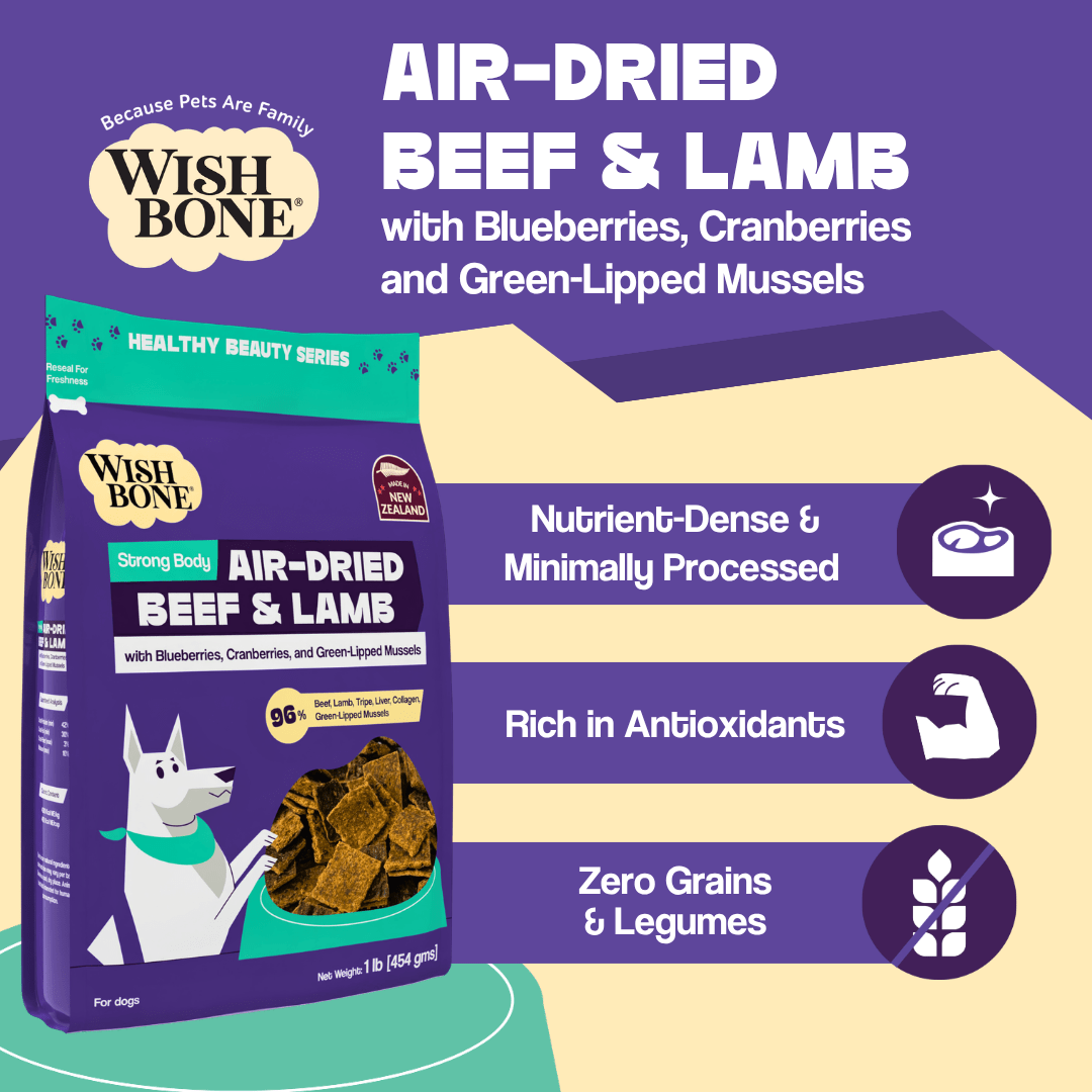 Wishbone Air-Dried Beef & Lamb Dog Food 454g - Wishbone Pet Foods NZ