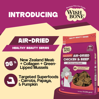 Wishbone Air-Dried Chicken & Beef Dog Food 454g - Wishbone Pet Foods NZ