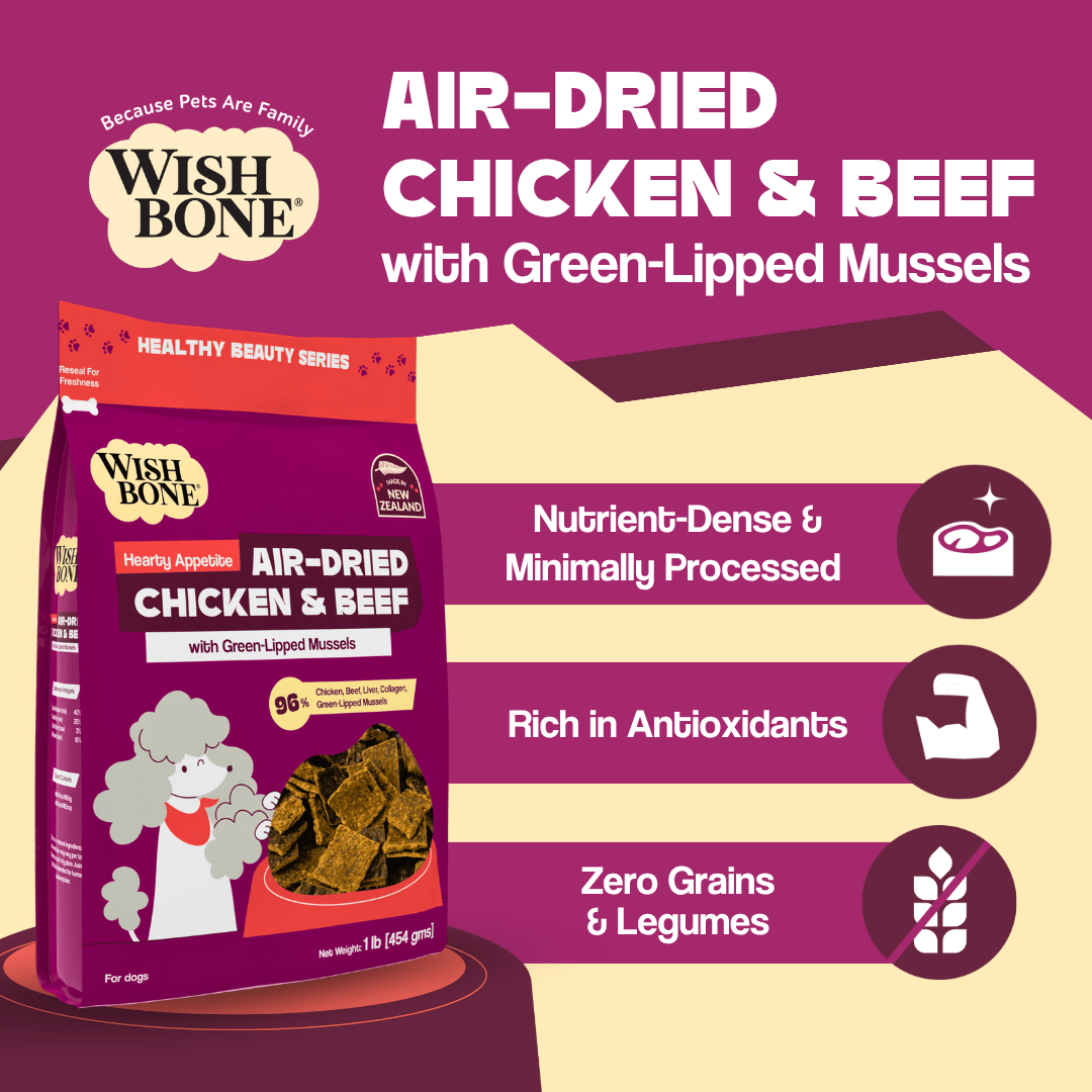 Wishbone Air-Dried Chicken & Beef Dog Food 454g - Wishbone Pet Foods NZ