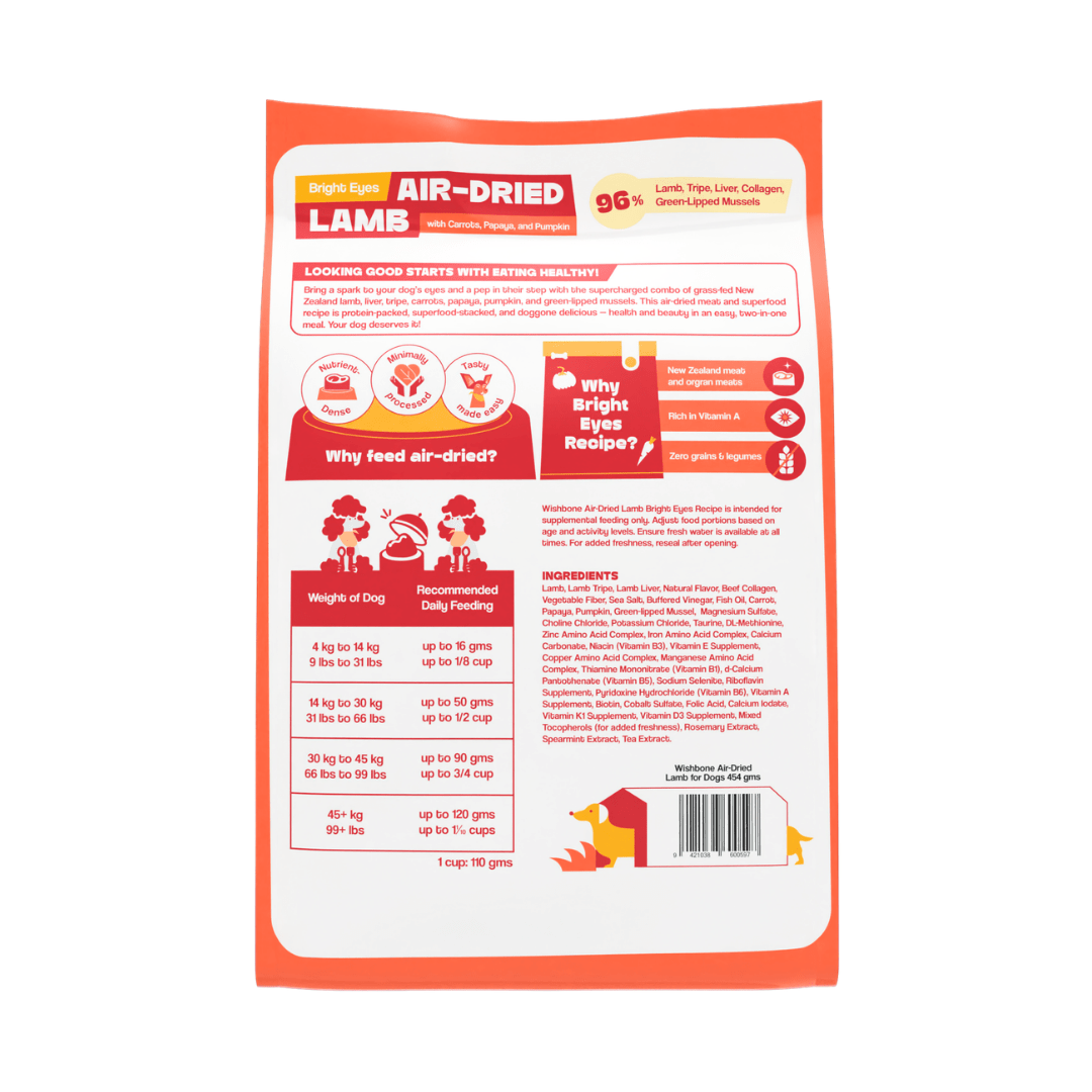Wishbone Air-Dried Lamb Dog Food 454g - Wishbone Pet Foods NZ
