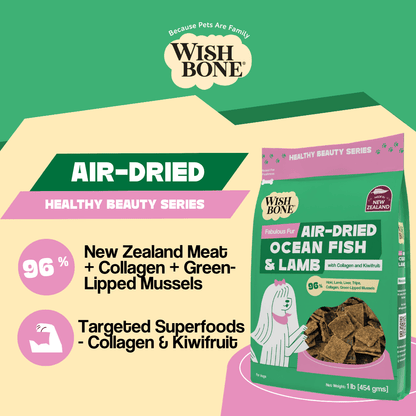 Wishbone Air-Dried Ocean Fish & Lamb Dog Food 454g - Wishbone Pet Foods NZ