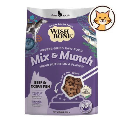 Wishbone Beef & Ocean Fish Freeze - Dried Raw Topper for Cats 350g - Wishbone Pet Foods NZ