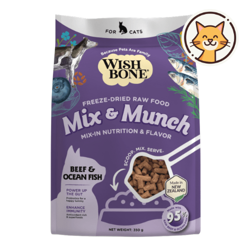 Wishbone Beef & Ocean Fish Freeze - Dried Raw Topper for Cats 350g - Wishbone Pet Foods NZ