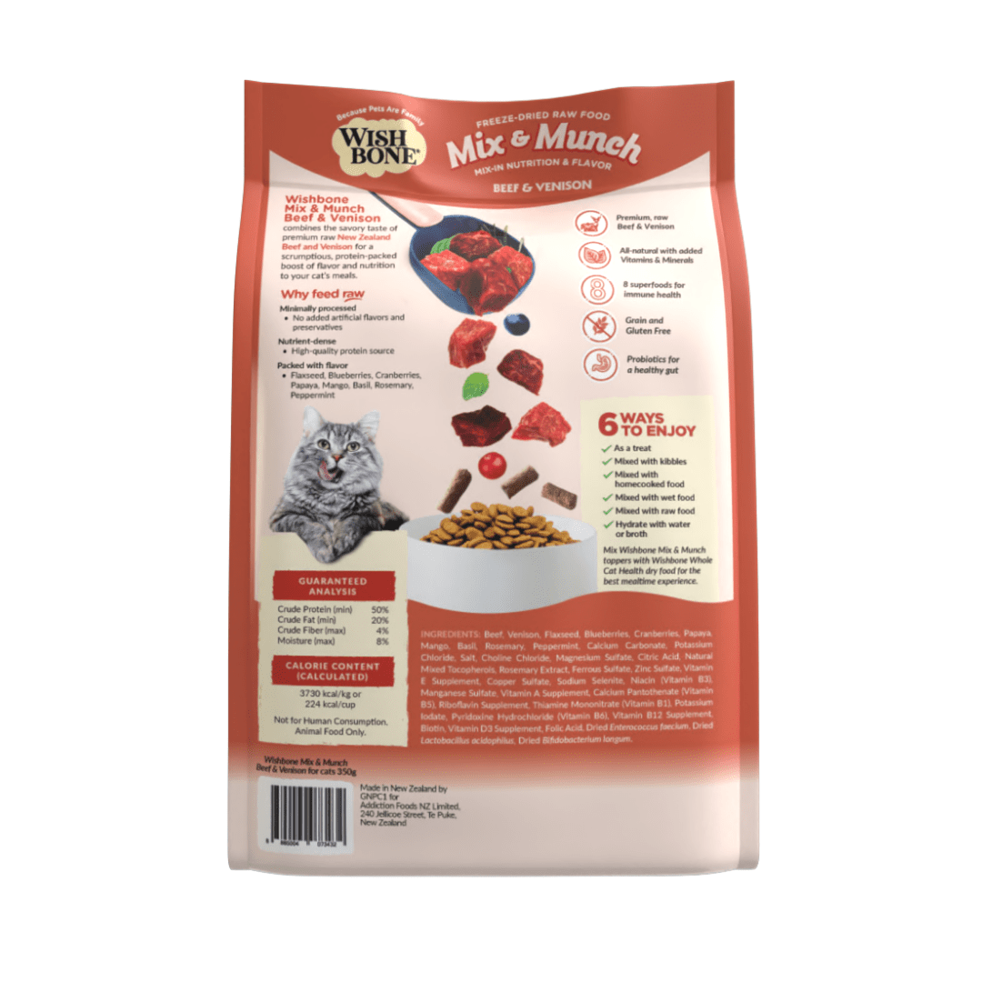 Wishbone Beef & Venison Freeze - Dried Raw Topper for Cats 350g - Wishbone Pet Foods NZ