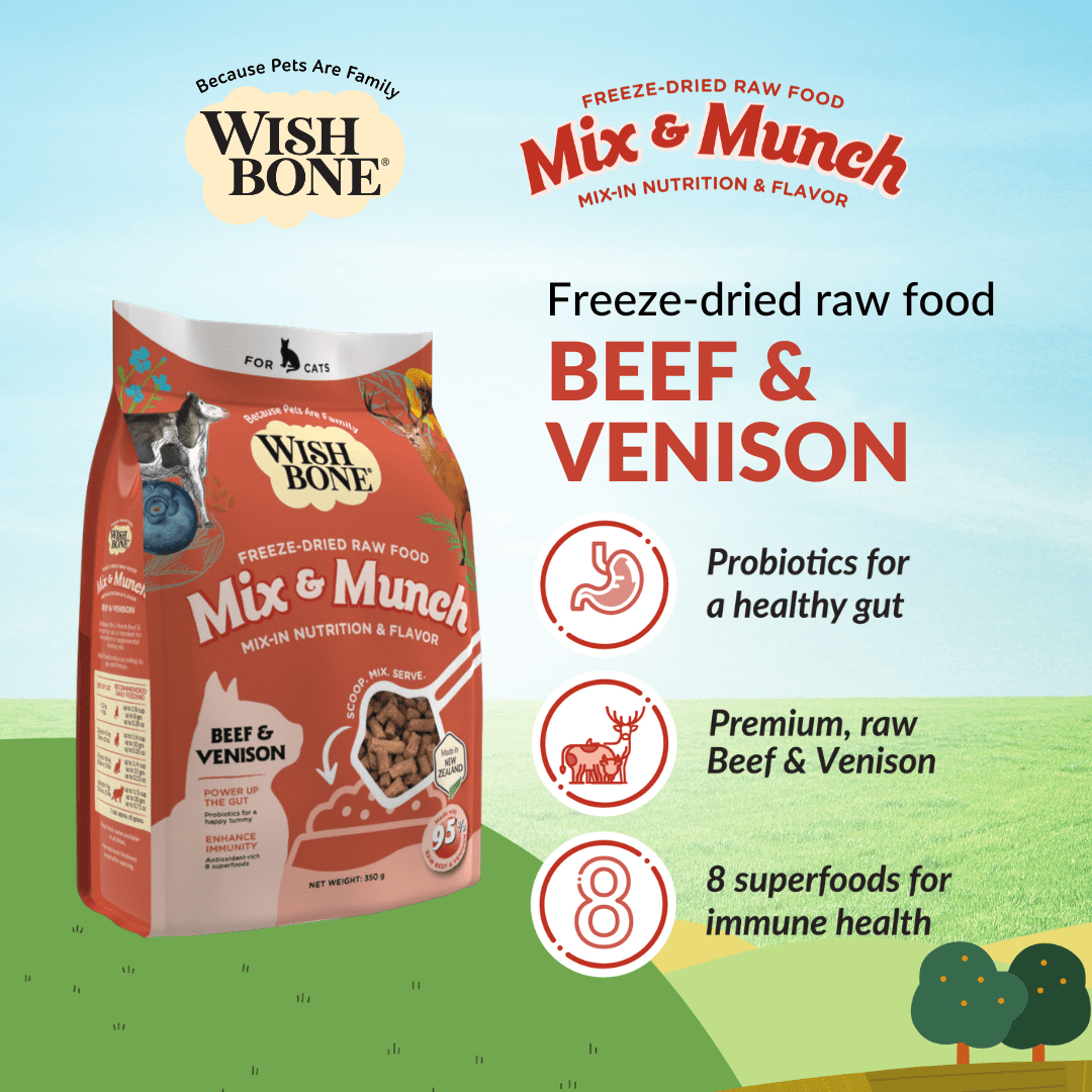 Wishbone Beef & Venison Freeze - Dried Raw Topper for Cats 350g - Wishbone Pet Foods NZ
