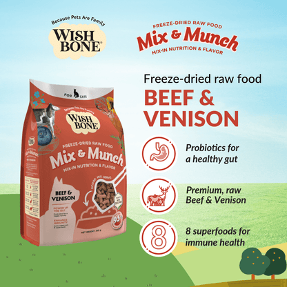 Wishbone Beef & Venison Freeze - Dried Raw Topper for Cats 350g - Wishbone Pet Foods NZ