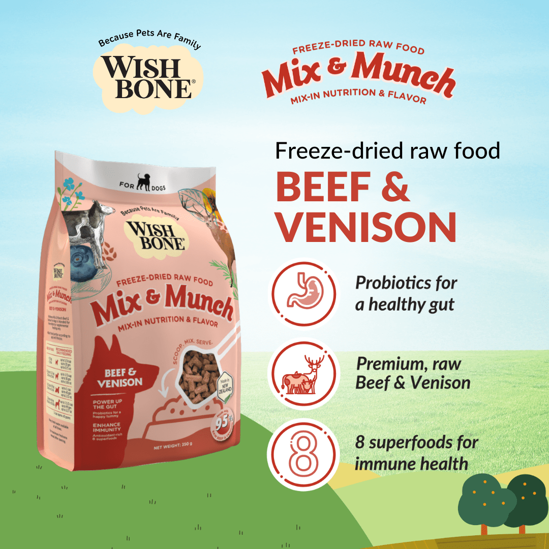 Wishbone Beef & Venison Freeze - Dried Raw Topper for Dogs 350g - Wishbone Pet Foods NZ
