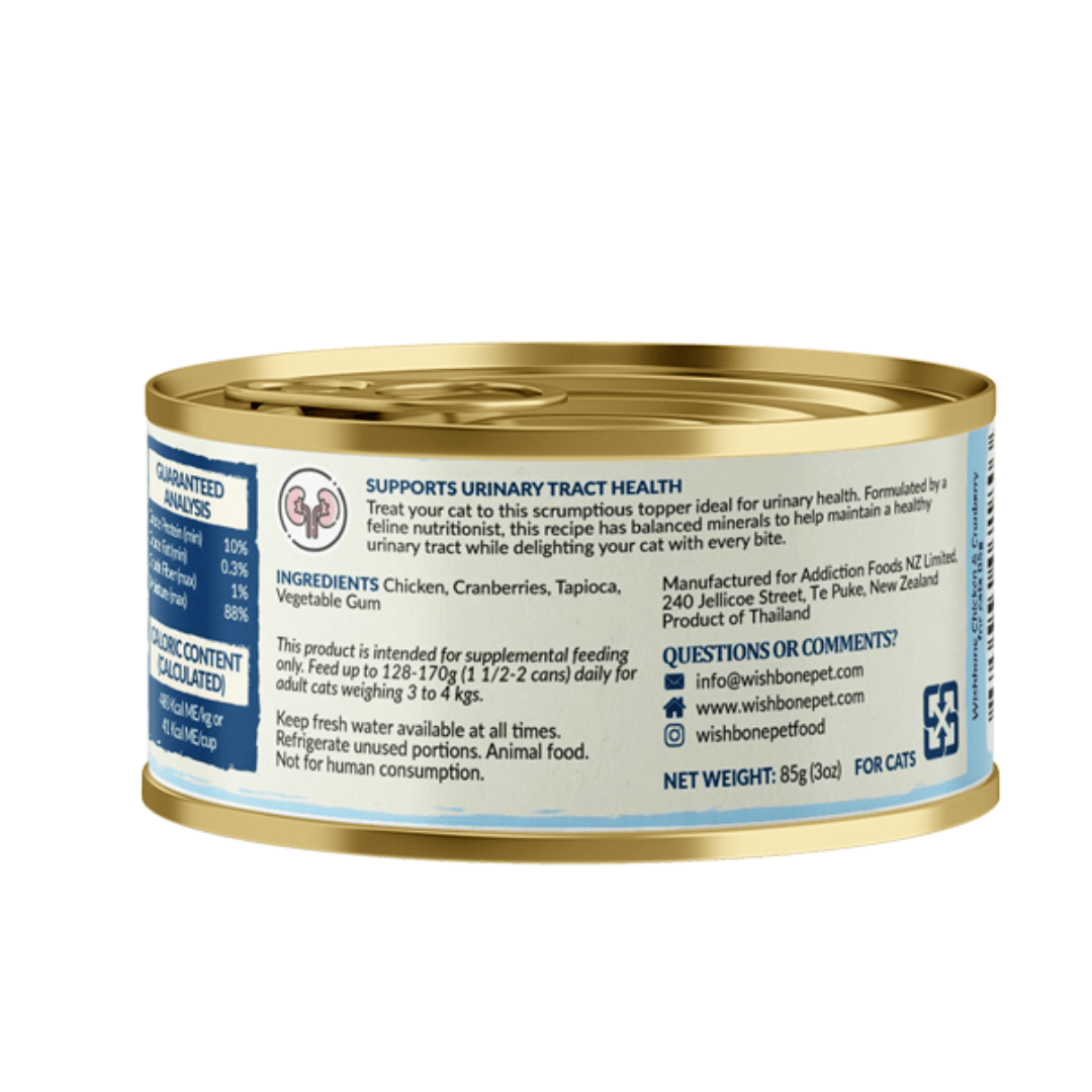 Wishbone Chicken & Cranberry - Cat Urinary Care Topper in Cans 85g - Wishbone Pet Foods NZ