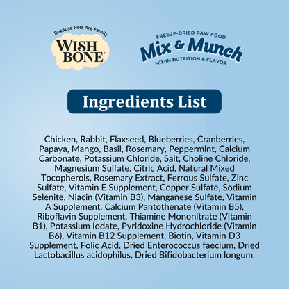Wishbone Chicken & Rabbit Freeze - Dried Raw Topper for Dogs - 350g - Wishbone Pet Foods NZ