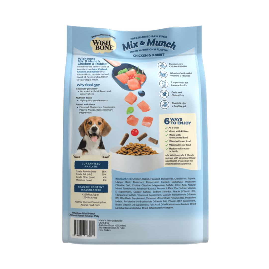 Wishbone Chicken & Rabbit Freeze - Dried Raw Topper for Dogs - 350g - Wishbone Pet Foods NZ