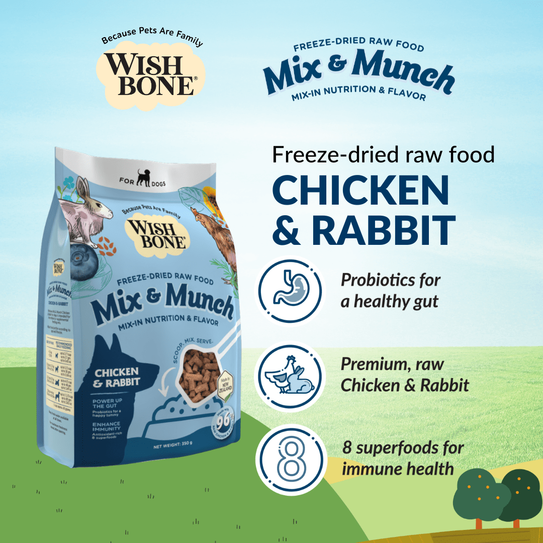 Wishbone Chicken & Rabbit Freeze - Dried Raw Topper for Dogs - 350g - Wishbone Pet Foods NZ