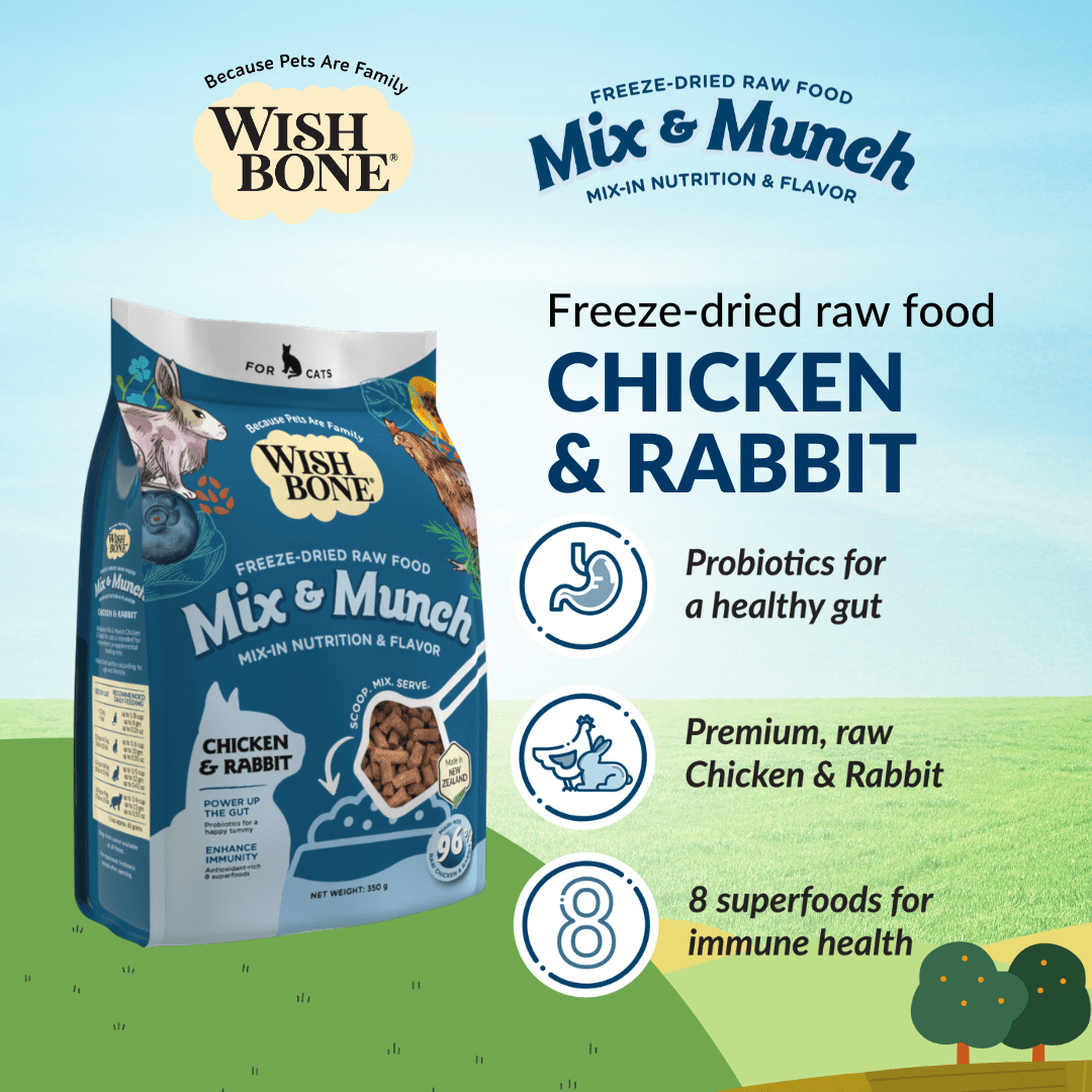 Wishbone Chicken & Rabbit Freeze - Dried Topper for Cats 350g - Wishbone Pet Foods NZ