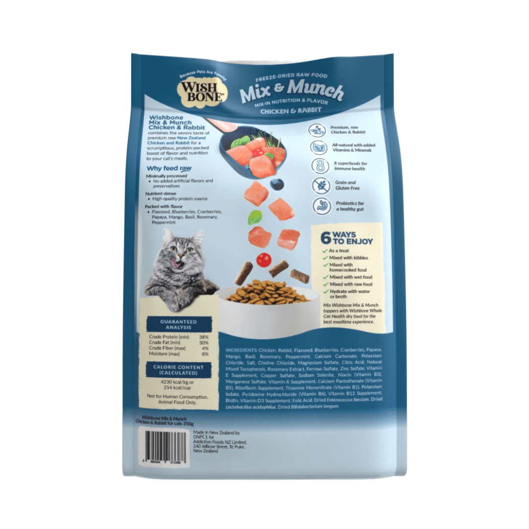 Wishbone Chicken & Rabbit Freeze - Dried Topper for Cats 350g - Wishbone Pet Foods NZ