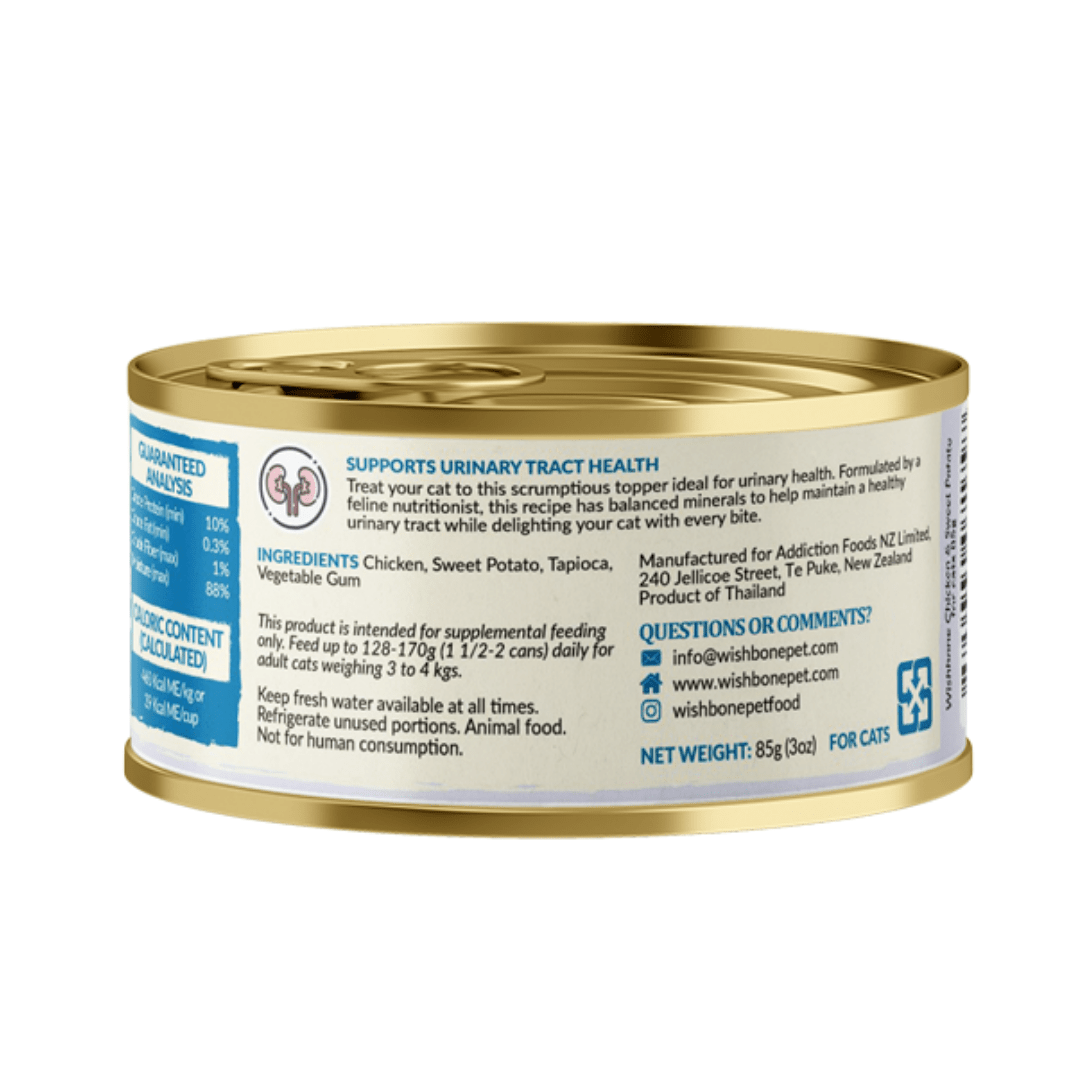 Wishbone Chicken & Sweet Potato - Cat Urinary Care Topper in Cans 85g - Wishbone Pet Foods NZ