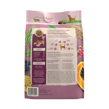Grass-fed beef and lamb dry dog food made in New Zealand