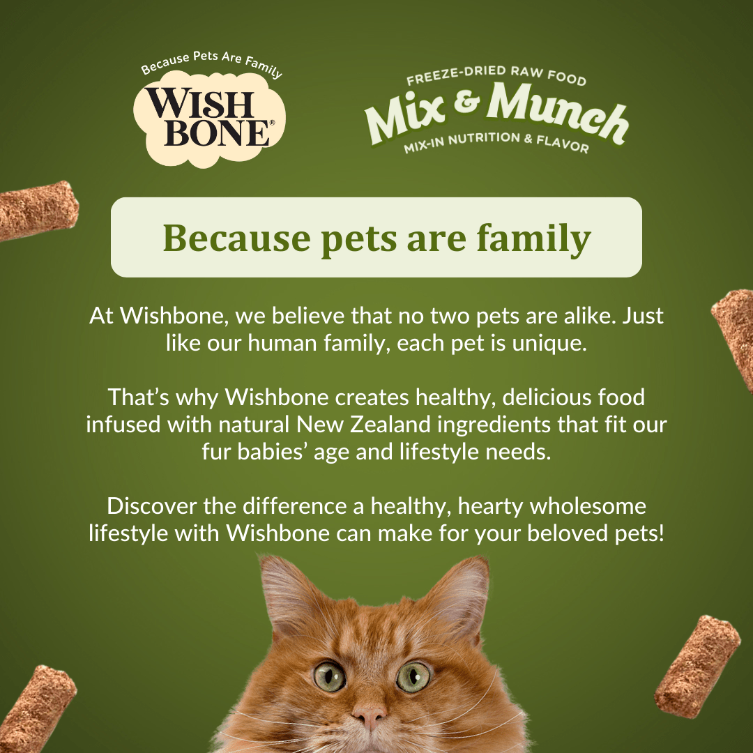 Wishbone Lamb, Goat & Chicken Freeze - Dried Raw Topper for Cats 350g - Wishbone Pet Foods NZ