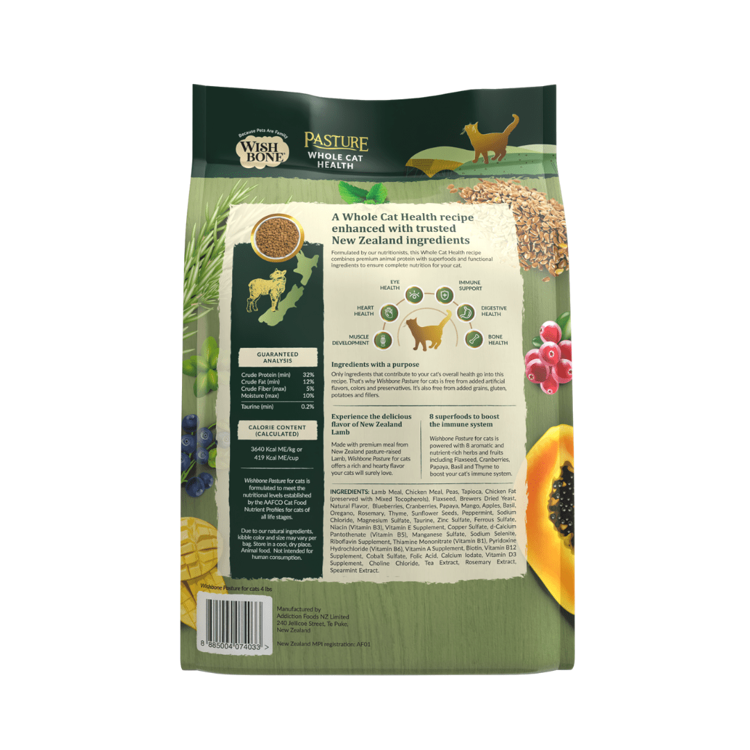 Wishbone Pasture for Cats - New Zealand Lamb 1.8kg, 4.5kg - Wishbone Pet Foods NZ