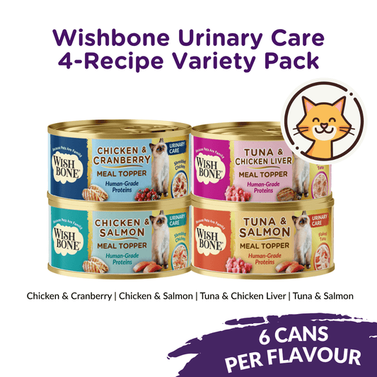 Wishbone Urinary Care 4-Recipe Variety Pack | 24 x 85g Wet Cat Food Toppers - Wishbone Pet Foods NZ